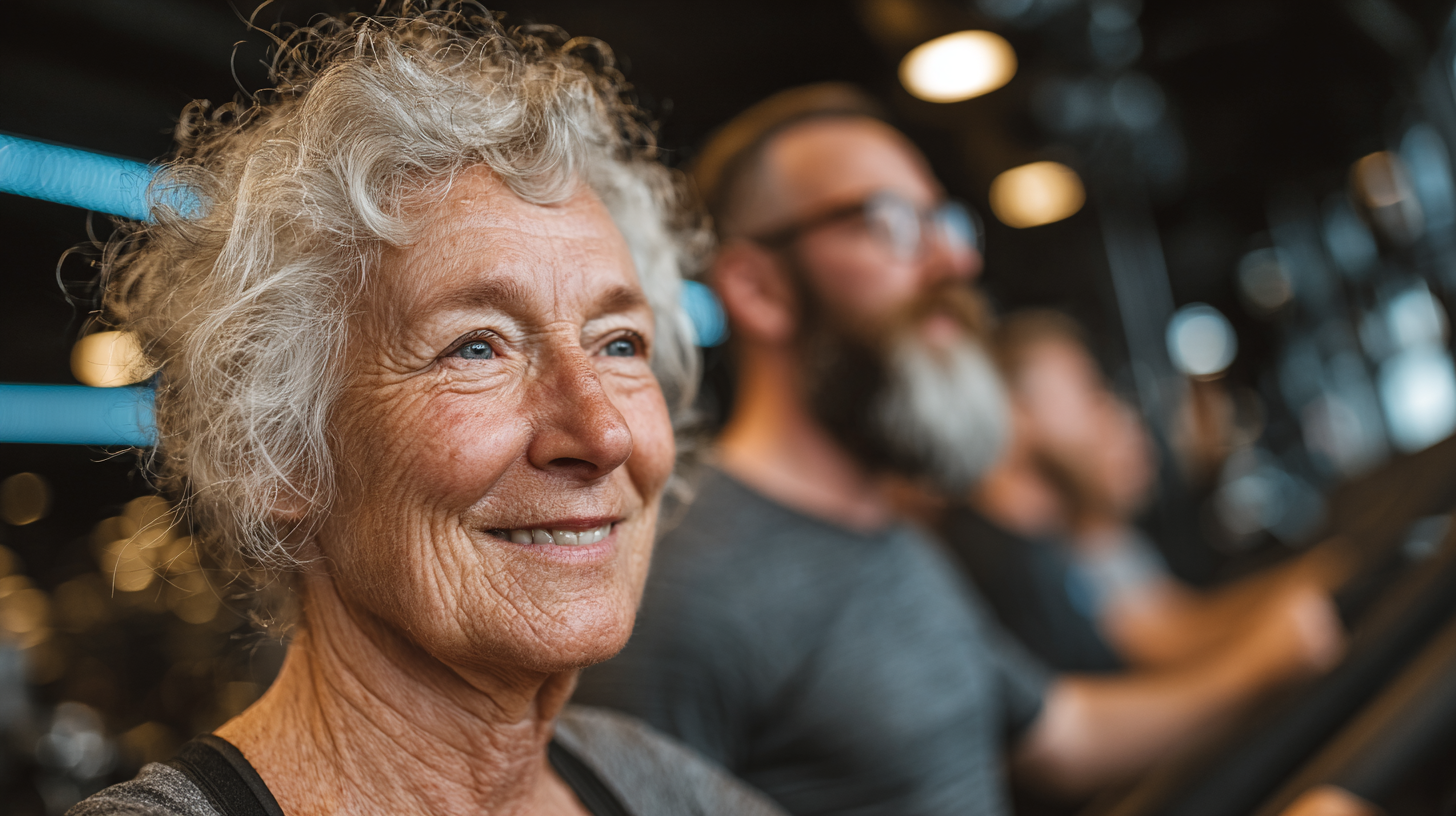 Активни възрастни хора при тренировка